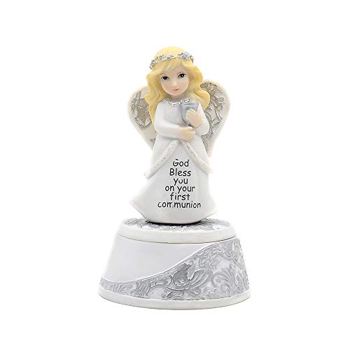 Comfy Hour Faith and Hope Collection, First Communion figurine, Religious Keepsake Box, Praying Girl with Holy Cross Rosary, First Communion Gift for Girls, Gifts for Christian and Catholic, Polyresin - Image 1