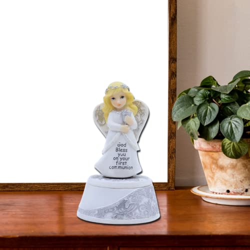 Comfy Hour Faith and Hope Collection, First Communion figurine, Religious Keepsake Box, Praying Girl with Holy Cross Rosary, First Communion Gift for Girls, Gifts for Christian and Catholic, Polyresin - Image 5