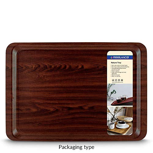 Freelance Nature Kraft Serving Tray Walnut, 37x53 cm, Rectangle, Non-Slip Surface, Decorative Anti-Skid Kitchen & Dining/Coffee Table Trays for Breakfast/Food/Tea - Brown, Made in Europe - Image 3
