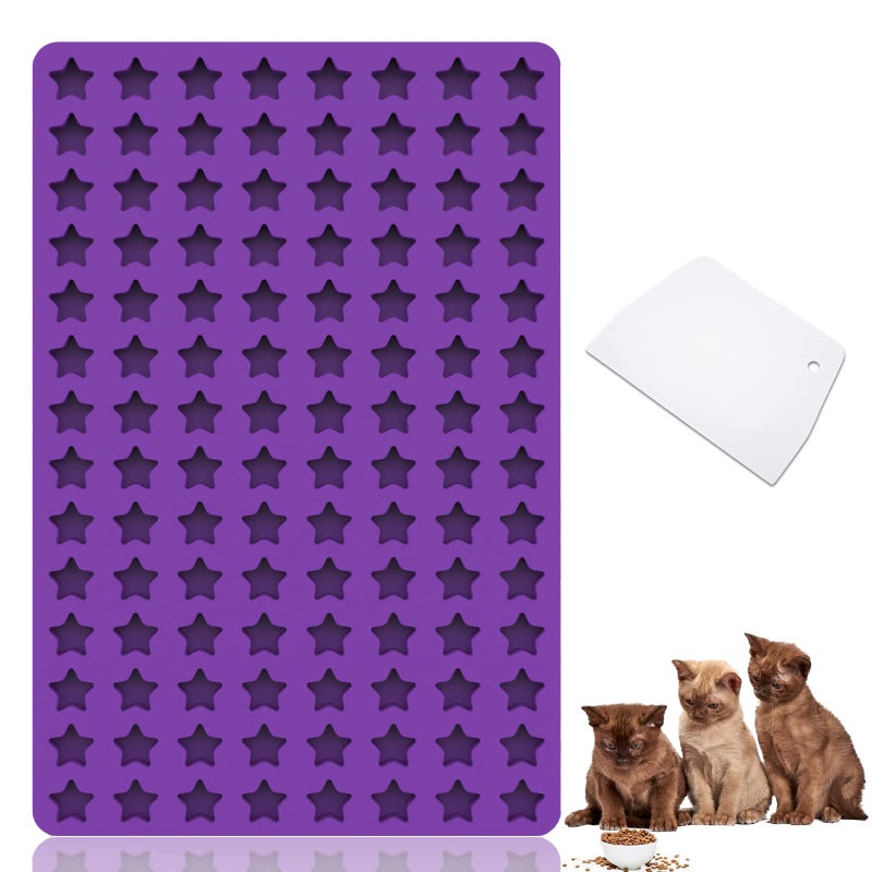 Amyandone Mini Star Silicone Mold 112 Cavities Chocolate Candy Molds with Stars Shape for Homemade Pet Training TreatsBiscuits Food Grade Star Mold for Fruit SnackCake Decor with a Scraper