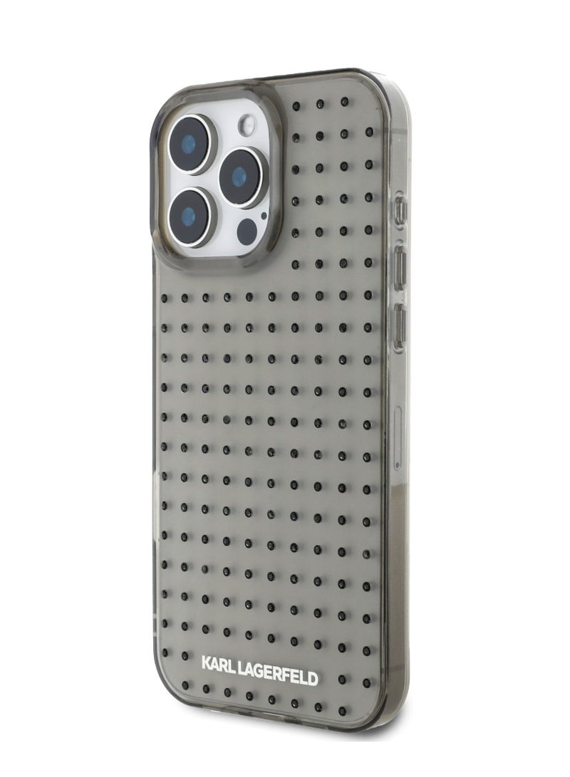 كارل لاغرفيلد جراب آيفون  برو ماكس شفاف صلب بتصميم مرصع بالكامل وامتصاص للصدمات نحيف وخفيف الوزن ومضاد للانزلاق - أسود - Image 2