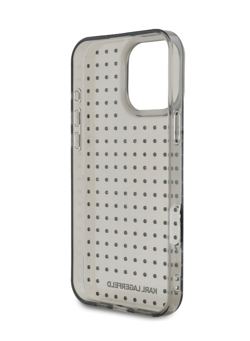 كارل لاغرفيلد جراب آيفون  برو ماكس شفاف صلب بتصميم مرصع بالكامل وامتصاص للصدمات نحيف وخفيف الوزن ومضاد للانزلاق - أسود - Image 5