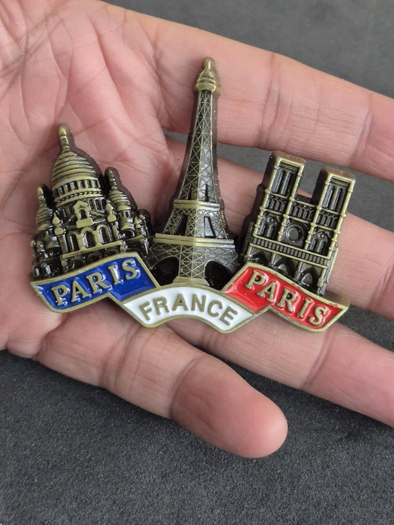 DT DECTONE Regular Metal Fridge Magnet, France, Paris 3D Metal Magnet for Fridge, Study Table, Office Desk, Premium Gift, Best Home Decor Item for Travel Enthusiasts , 1 Pack - Image 1