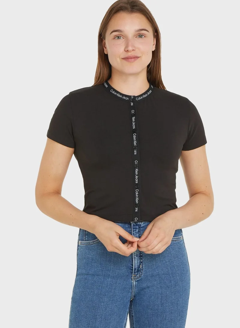 Calvin Klein Jeans Logo Tape Short Sleeve Top