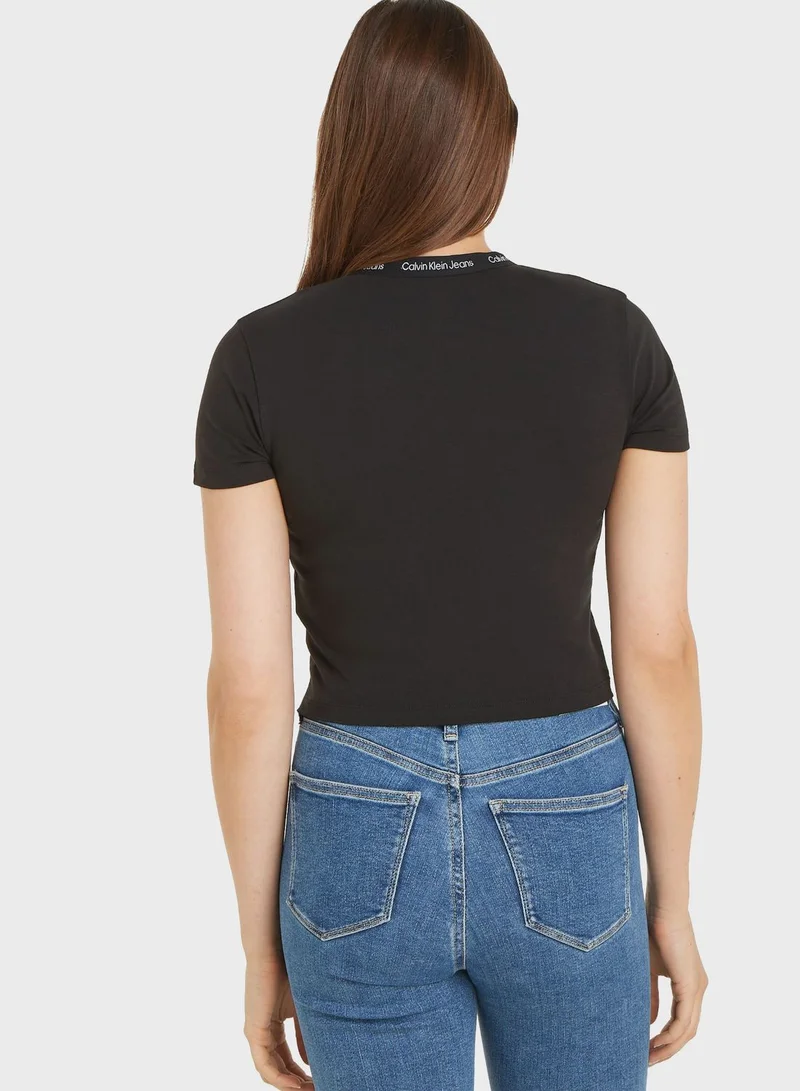 Calvin Klein Jeans Logo Tape Short Sleeve Top