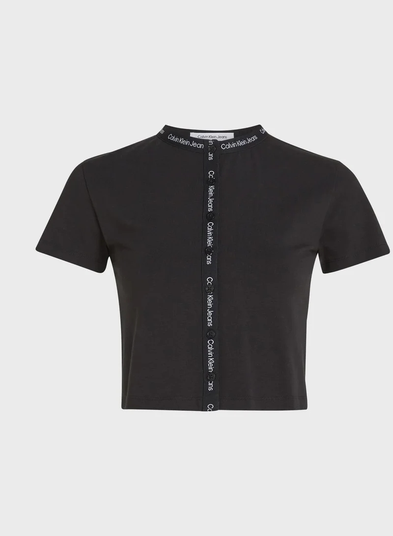 Calvin Klein Jeans Logo Tape Short Sleeve Top