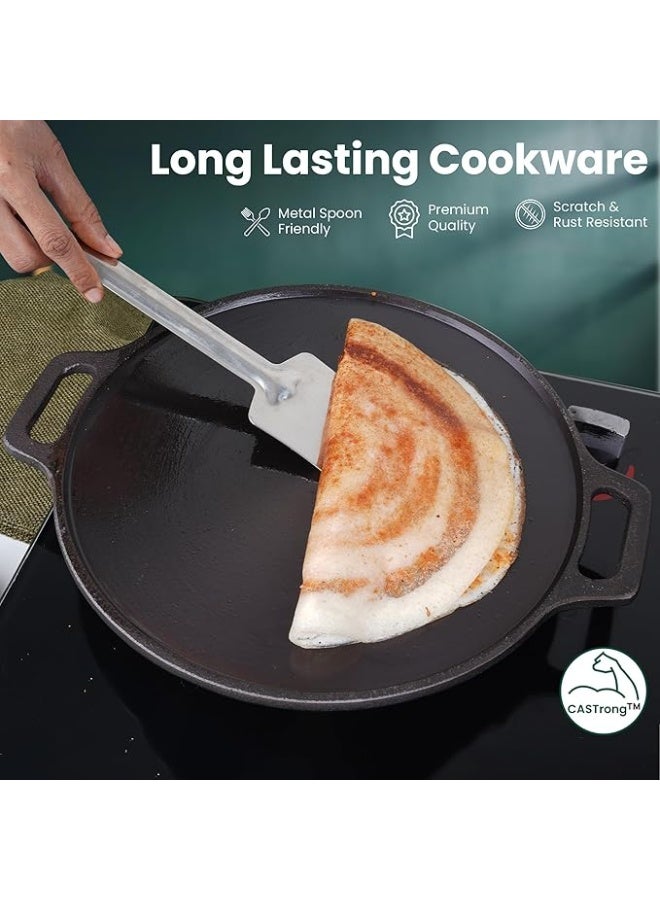 Lodge The Indus Valley Pre-Seasoned Cast Iron Cookware Set+ Iron Tadka Pan | Tawa (30.5Cm)+ Kadai (25.4 Cm/2.4L) | Kitchen Cooking Combo Pots and Pans Set of 3Pcs | Naturally Nonstick, Black - Image 4