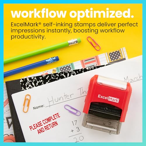 ExcelMark Self-Inking Rubber Teacher Grading Stamp - Please Complete and Return - Image 3