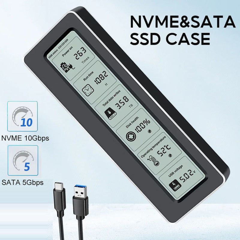 محطة إرساء القرص الصلب الخارجي KEBIDU مع شاشة عرض مراقبة الصحة، بروتوكول NVME الفردي، متوافق مع الطاقة، مناسب لـ HDD و SSD، قابل للتوصيل والتشغيل مع الكمبيوتر المحمول، لوحة حالة القرص الصلب، فتحة التوسعة، للاستخدام المكتبي - Image 2