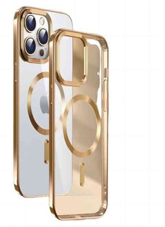 MagSafe Case Magnetic Clear Soft TPU Plating Case Wireless Charging Compatible Shockproof Protection For Apple iPhone 14 Pro Gold