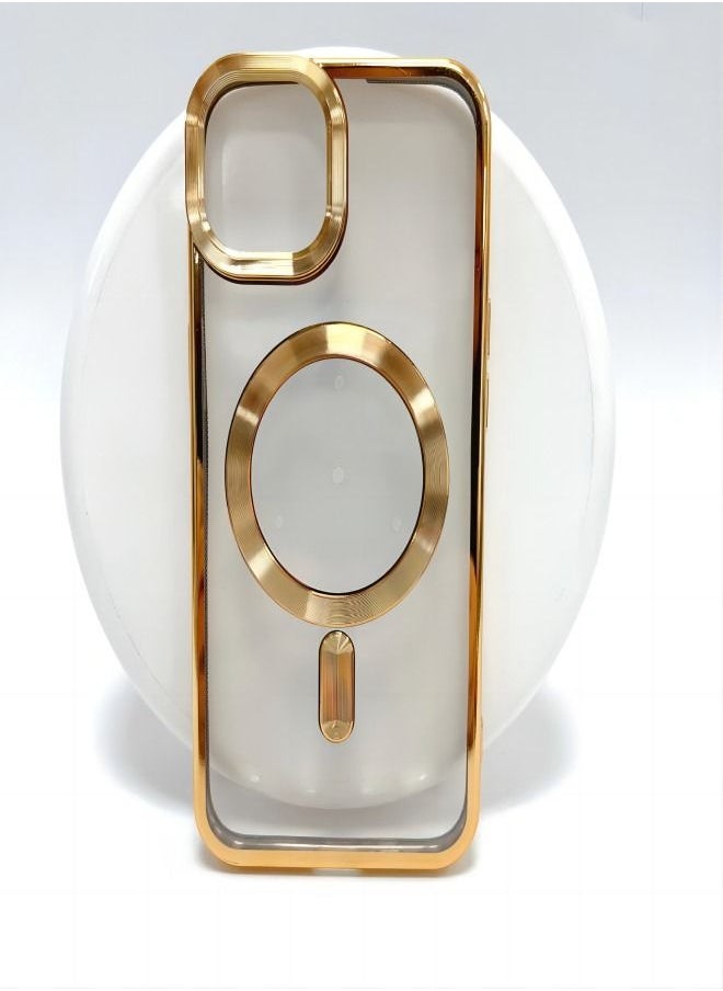 ESCASE - MagSafe Case Magnetic Clear Soft TPU Plating Case Wireless Charging Compatible Shockproof Protection For Apple iPhone 14 Pro Gold - Image 1