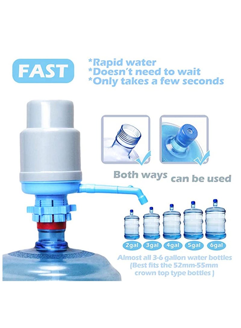 Zikra Hand Press Bottle Drinking Water Pump, Easy to Use Blue Gray Thickened Manual Hand Pressure Drinking Fountain Pressure Press Pump with an Extra Short Tube for Home Use with Cap - Image 2