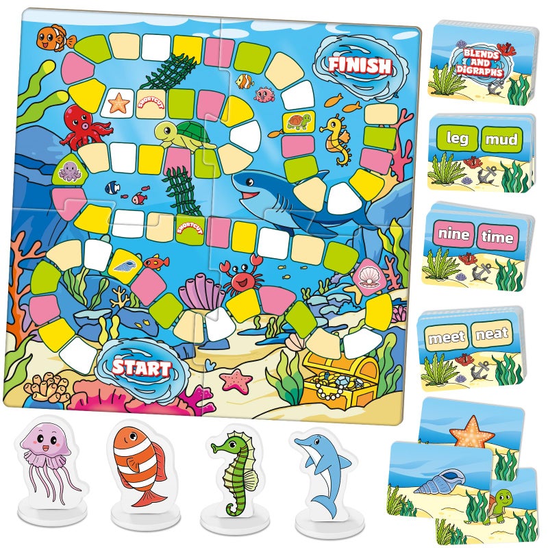 Broytain Word Ocean Phonics Board Game for Kids Educational Learning Board Game for Boys and Girls Reading and Spelling Game Ages 46 Classroom Travel Indoor Outdoor Family Game - Image 3