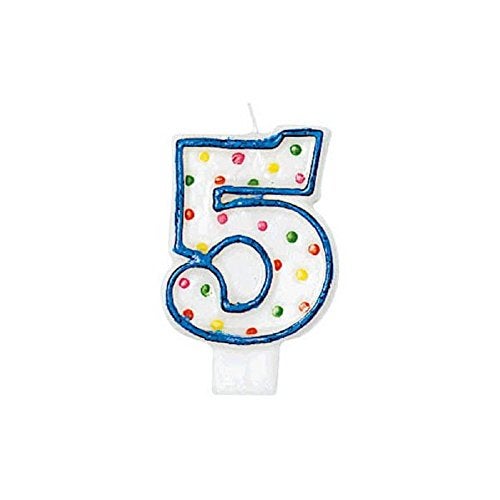 Amscan Polka Dots 5 Flat Molded Multicolor Wax Candle 3 1 Pc Ideal for Birthday Celebration Cake Dcor