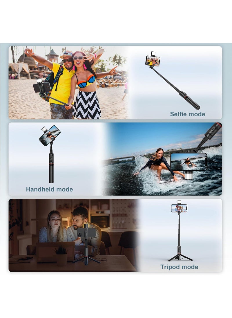3-in-1 Selfie Tripod Stick with Light - Portable Tripod with Remote - Rotatable and Retractable Tripod - Mobile Phone Holder for Tiktok, Live Streaming, Vlog - Multifunctional Outdoor Stand - 75cm