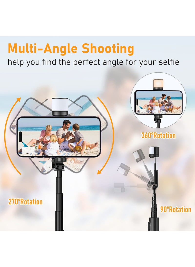 3-in-1 Selfie Tripod Stick with Light - Portable Tripod with Remote - Rotatable and Retractable Tripod - Mobile Phone Holder for Tiktok, Live Streaming, Vlog - Multifunctional Outdoor Stand - 75cm