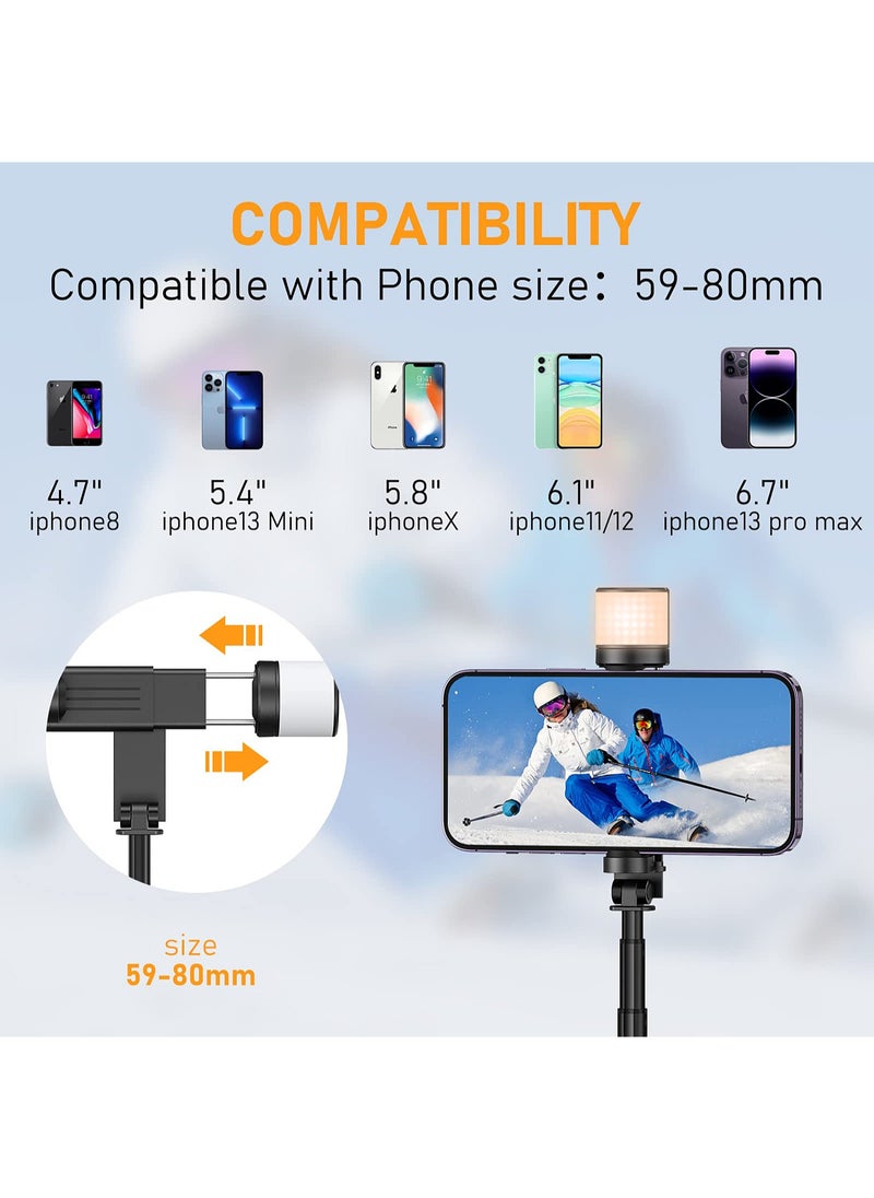 3-in-1 Selfie Tripod Stick with Light - Portable Tripod with Remote - Rotatable and Retractable Tripod - Mobile Phone Holder for Tiktok, Live Streaming, Vlog - Multifunctional Outdoor Stand - 75cm
