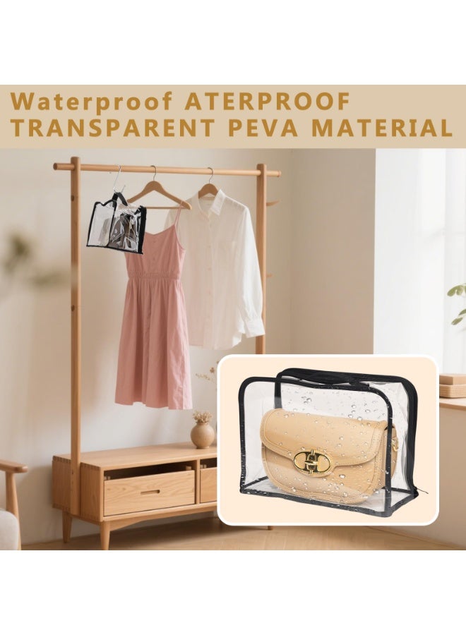 5 Pack Clear Handbag Dust Cover Bags, 5 Sizes, Hanging Purse Storage Organizer with Zipper and Handle - Image 4
