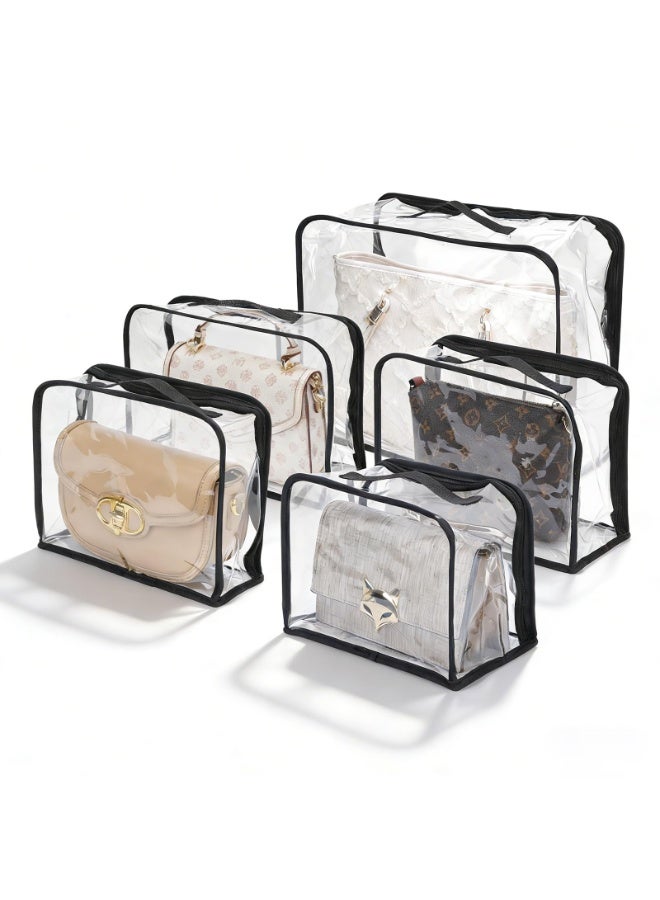 5 Pack Clear Handbag Dust Cover Bags, 5 Sizes, Hanging Purse Storage Organizer with Zipper and Handle - Image 1