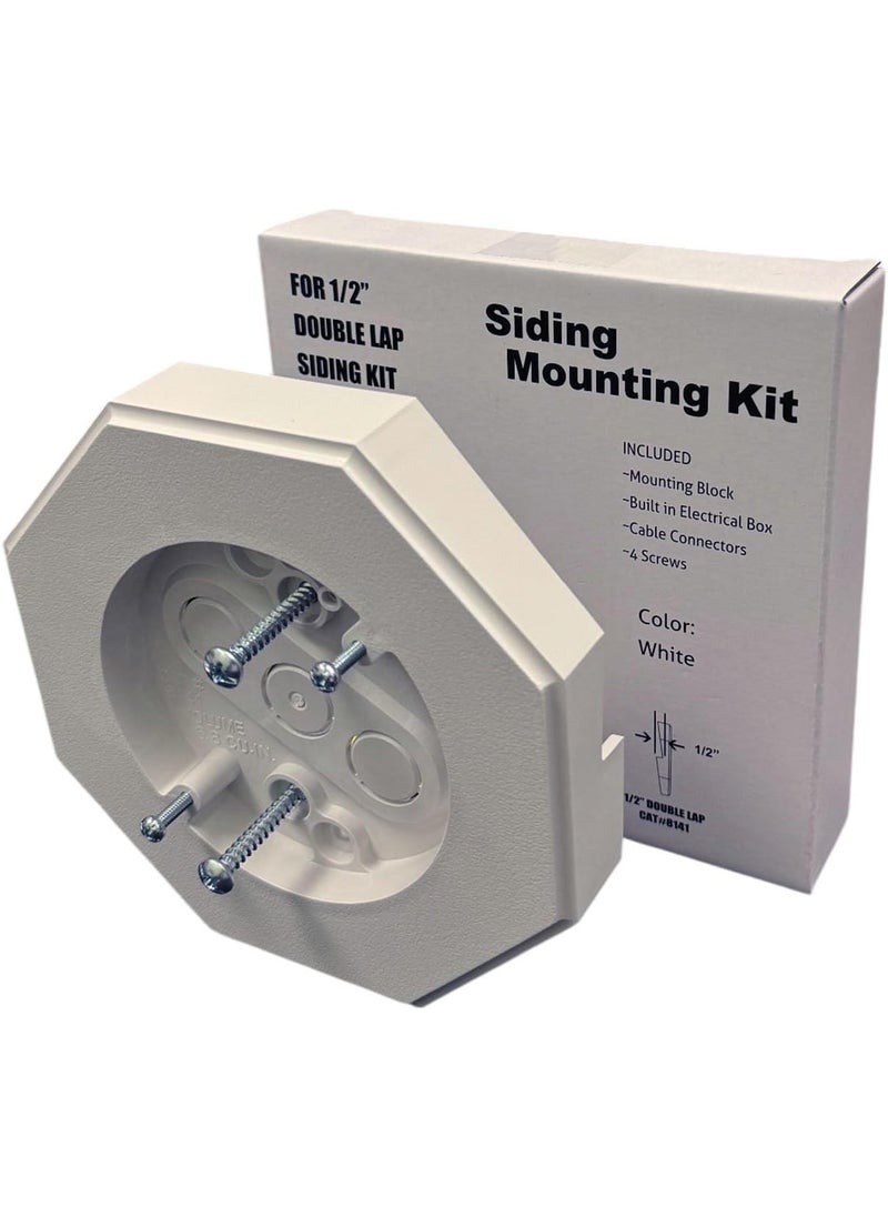 iMBAPrice iMBAPrice IMBA81411 White PVC Vertical Siding Lamp Octagon Mounting Kit with Builtin Electrical Box for 12 Inch 05 Outdoor Vertical Siding Lap 1Pack  - Image 2