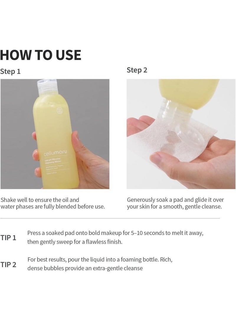 cellumaru Hyaluronic Waterful Micellar Cleansing Water 210ml | Gentle Makeup Remover with Hyaluronic Acid, AHA BHA PHA LHA | Low pH Face Cleanser - Image 5