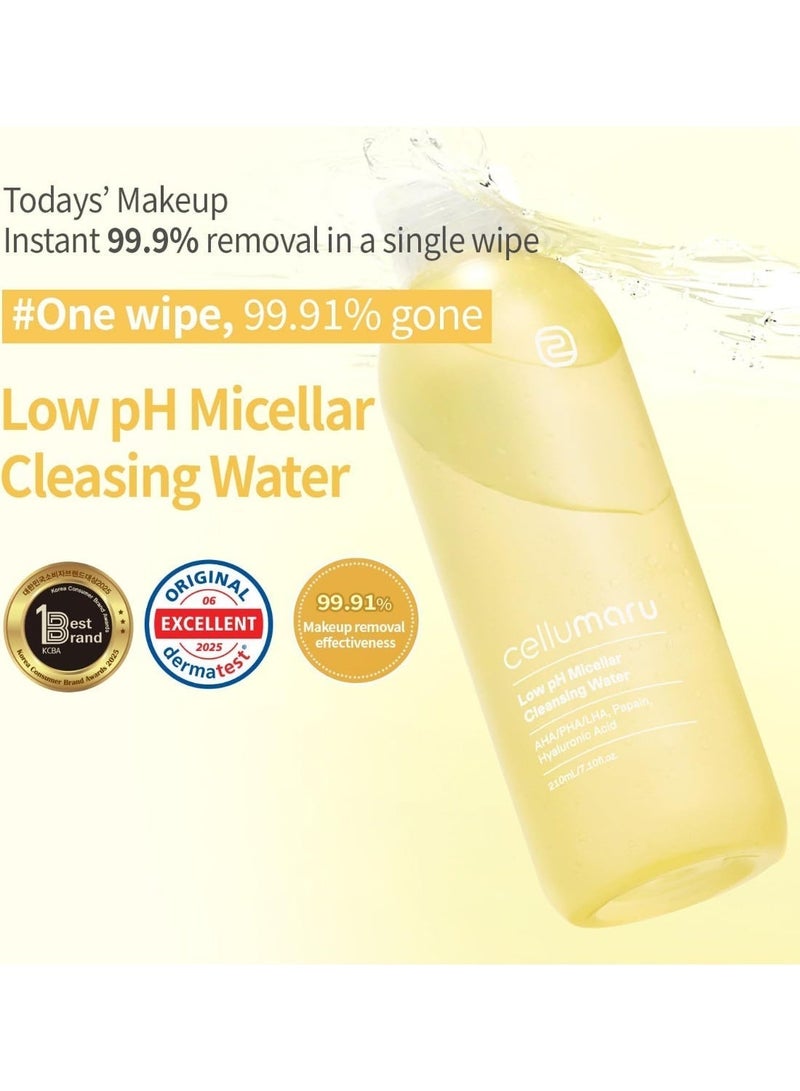 cellumaru Hyaluronic Waterful Micellar Cleansing Water 210ml | Gentle Makeup Remover with Hyaluronic Acid, AHA BHA PHA LHA | Low pH Face Cleanser - Image 4