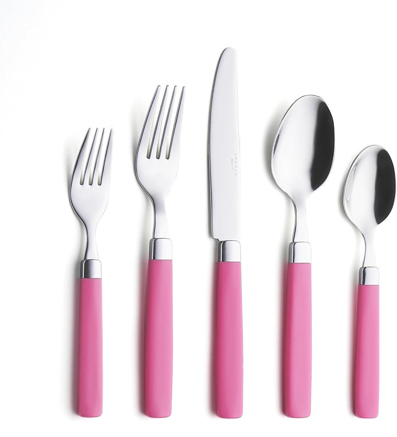 Annova ANNOVA Stainless Steel FlatwareCutlery Set  Color Handles  Dinner Forks Salad Forks Table Knives Tablespoons Teaspoons  Pink 20 Pieces - Image 1