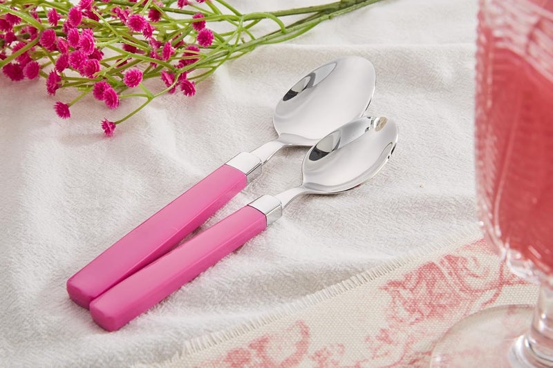 Annova ANNOVA Stainless Steel FlatwareCutlery Set  Color Handles  Dinner Forks Salad Forks Table Knives Tablespoons Teaspoons  Pink 20 Pieces - Image 3