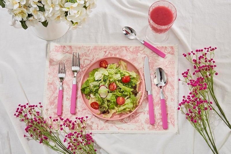 Annova ANNOVA Stainless Steel FlatwareCutlery Set  Color Handles  Dinner Forks Salad Forks Table Knives Tablespoons Teaspoons  Pink 20 Pieces - Image 2