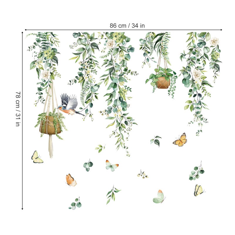 decalmile Spring Hanging Vine Window Clings Double Sided Green Leaves Flower Birds Anti-Collision Glass Doors Window Stickers Decals - Image 5