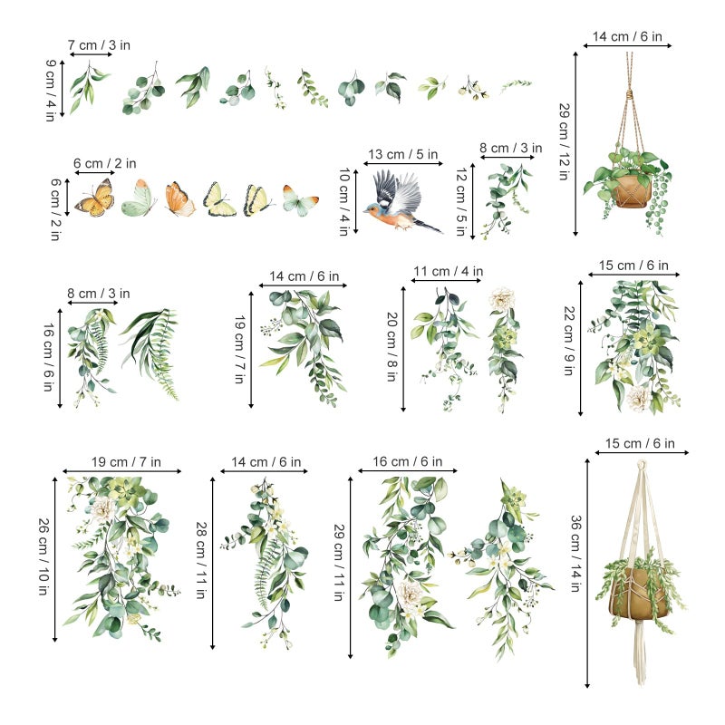 decalmile Spring Hanging Vine Window Clings Double Sided Green Leaves Flower Birds Anti-Collision Glass Doors Window Stickers Decals - Image 4