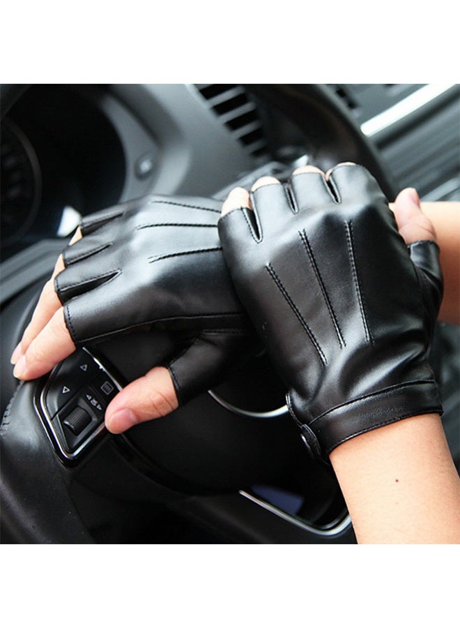 قفازات ركوب الخيل من جلد البولي يوريثان بنصف إصبع رقيق مفتوح الإصبع - Image 5