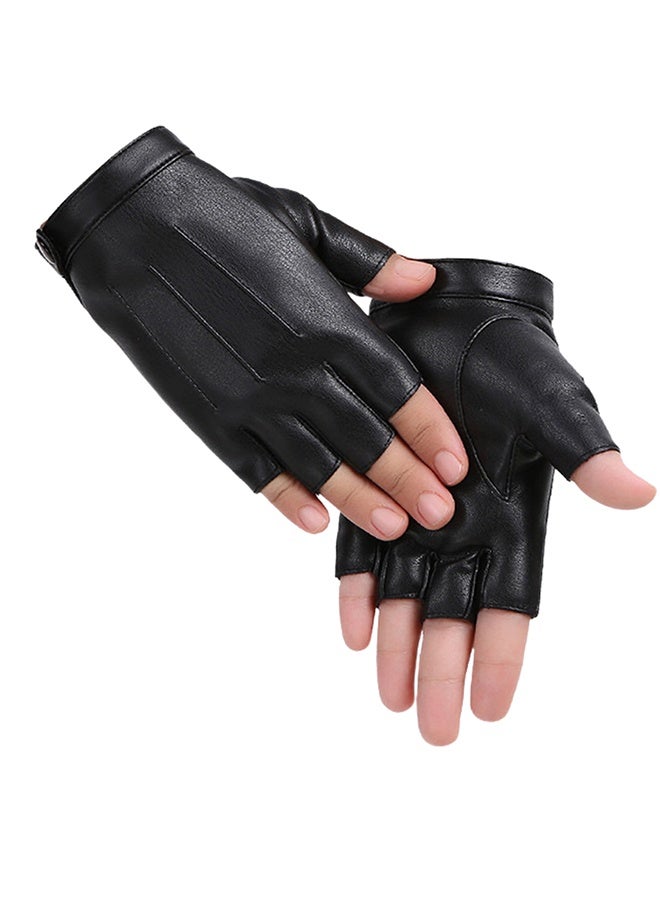 قفازات ركوب الخيل من جلد البولي يوريثان بنصف إصبع رقيق مفتوح الإصبع - Image 4