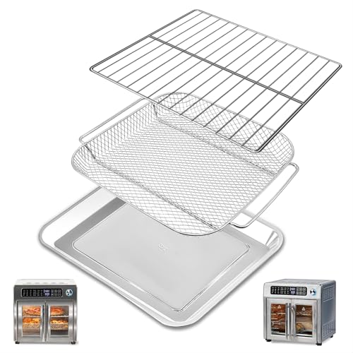 GCQFZ 3 Piece Sets Bakeware Basket Fry Rack for Emeril Lagasse 26 QT Convection Toaster Oven Extra Large Air Fryer, Food Grade Steel Air Fryer Replacement Parts Accessories - Image 1
