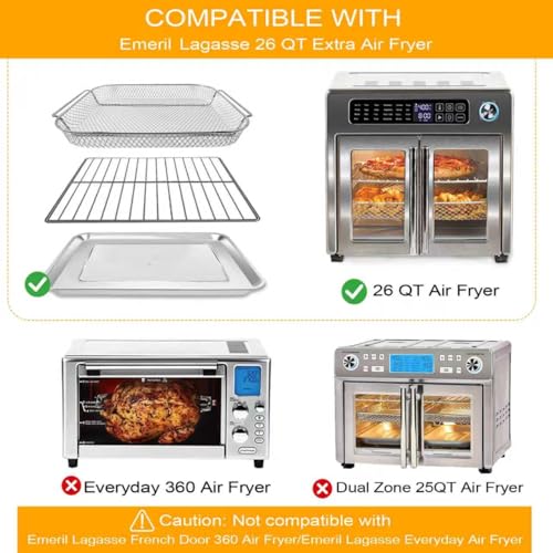 GCQFZ 3 Piece Sets Bakeware Basket Fry Rack for Emeril Lagasse 26 QT Convection Toaster Oven Extra Large Air Fryer, Food Grade Steel Air Fryer Replacement Parts Accessories - Image 3