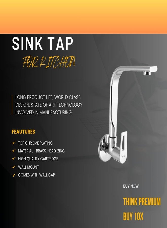 10X Brass Kitchen Sink Tap NT-90269 Wall Mount (Square) - Image 2