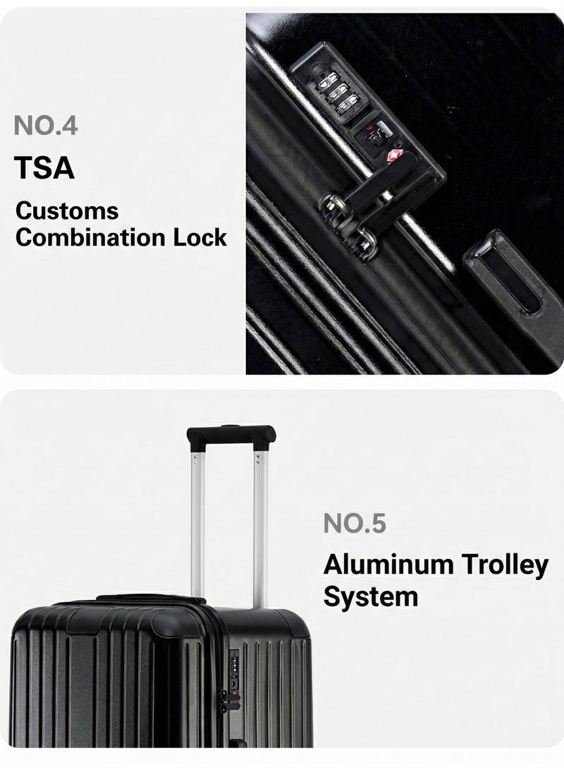 LIGHTGO 7610 black suitcase PC Suitcase Trunk case check in luggage 27inch with TSA travel case - Image 4