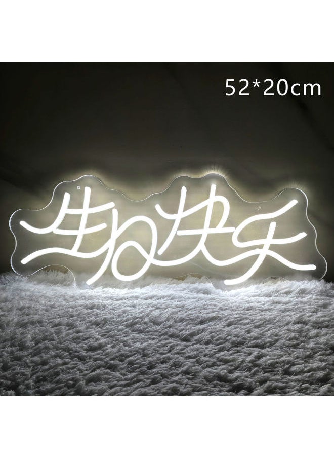 Generic - LED Neon Light Creative Luminous Wall Decoration Bar Internet Celebrity Night Light Bedroom Room Atmosphere Light Ins Layout-Light Color:12v Neon Light (with Power Supply/plug, Not Waterproof) - White + Pink Unicorn 30x29m - Image 1