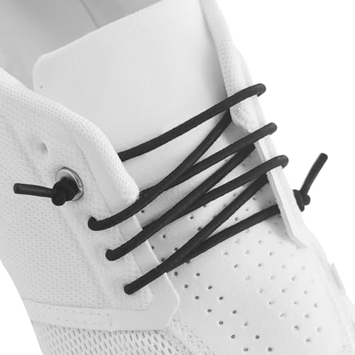 UamGlsob Elastic Speed Laces for Running Shoes, Stretchy Bungee Shoelaces with Silicone Head Replacement Shoe Strings for Tennis Sneakers (Black-02, 16"/40cm) - Image 1