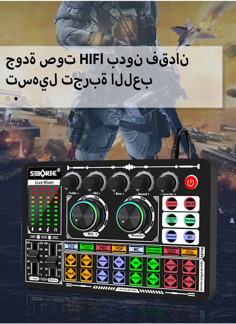 ليوكور بطاقة صوت F999، جهاز خلط دي جي، جهاز خلط صوت للبث المباشر، مناسب للبث المباشر/تيك توك/يوتيوب/الكمبيوتر الشخصي/الكاريوكي (أسود)  - Image 3