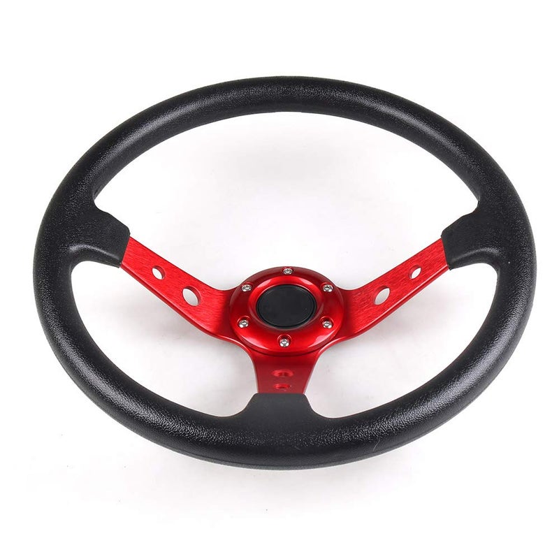Dyno Racing عجلة قيادة سباق سيارة جلد PU مقاس 14 بوصة 350 مم حمراء مع لوحة محول فضية 70 مم PCD لجهاز Logitech G29 G920 G923 لألعاب السباق (أحمر + فضي) - Image 3