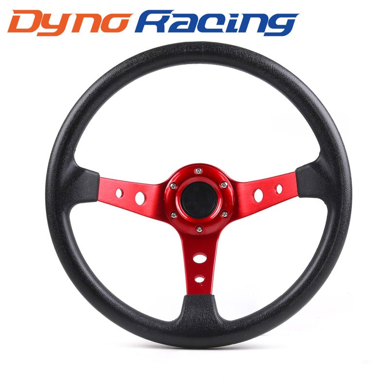 Dyno Racing عجلة قيادة سباق سيارة جلد PU مقاس 14 بوصة 350 مم حمراء مع لوحة محول فضية 70 مم PCD لجهاز Logitech G29 G920 G923 لألعاب السباق (أحمر + فضي) - Image 2