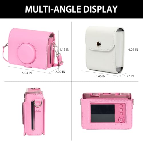 CAIYOULE Camera Case for Fuji Instax Mini EVO Instant Film Camera, Retro Leather Carrying Bag for Mini EVO with Picture Frame, 64 Photo Album, Adjustable Strap and Screen Protector, Pink, No Camera - Image 4