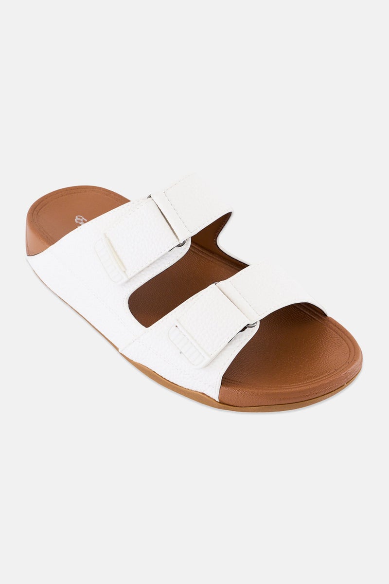 English Laundry Men 2 Strap Slip On Arabic Sandals, White - Image 1