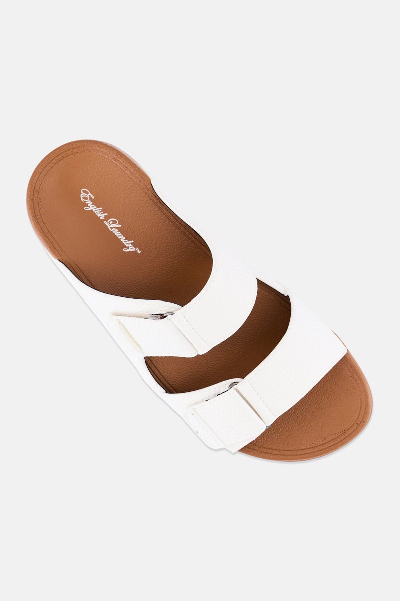 English Laundry Men 2 Strap Slip On Arabic Sandals, White - Image 4