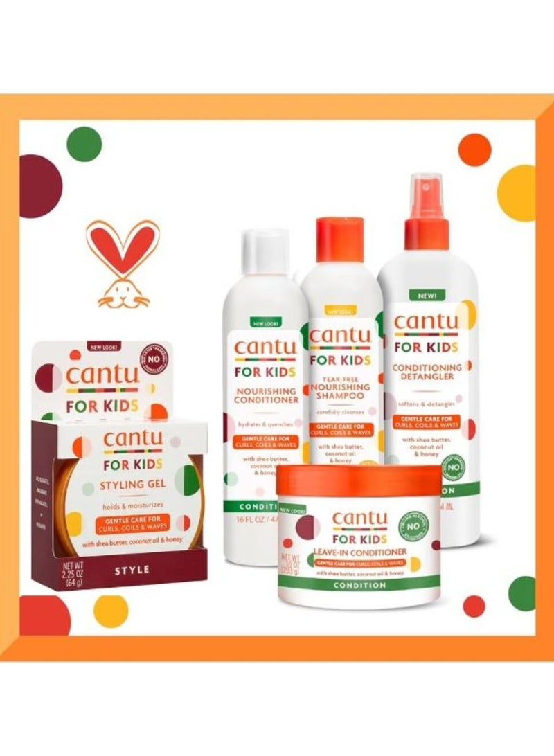Cantu For Kids Complete Hair Care Set – 5 Pieces (Shampoo + Conditioner + Detangler + Leave-In Conditioner + Styling Gel ) - Image 1