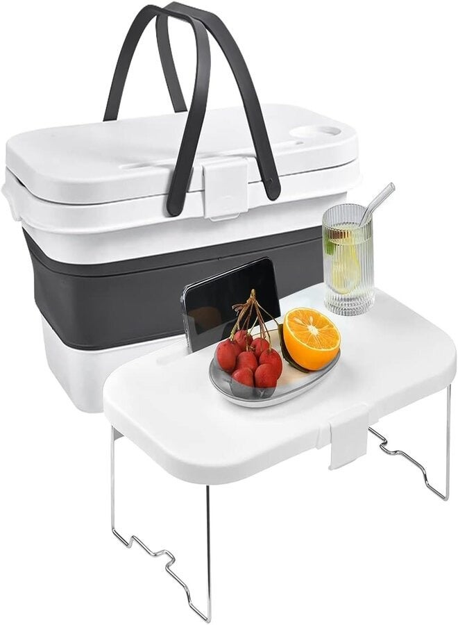 Generic Collapsible Picnic Basket Outdoor Picnic Storage Container Portable Camping Basket Leak-Proof 16L Folding Beach Picnic Basket with Lid Tray Table Basin Bucket  - Image 1