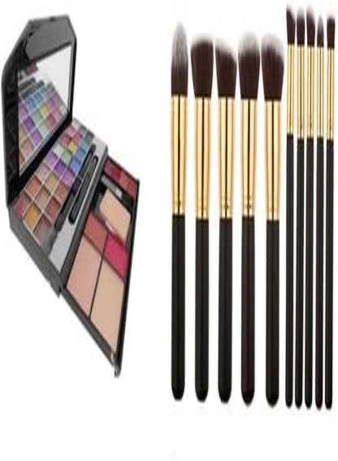 داتناسياد DATNASAYAD 9244 وفرشاة مكياج (مجموعة من قطعتين) 400 غرام (مجموعة مكياج متعددة الألوان، فرشاة سوداء وذهبية) - Image 5