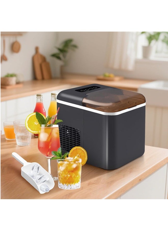 DESINO Ice Maker Countertop  with Scoop, Basket and Handle, 9 Ice Cubes Machine Ready in 6 Mins, 26.5lbs in 24Hrs, 2 Sizes for Home Kitchen Office Bar Party  - Image 4