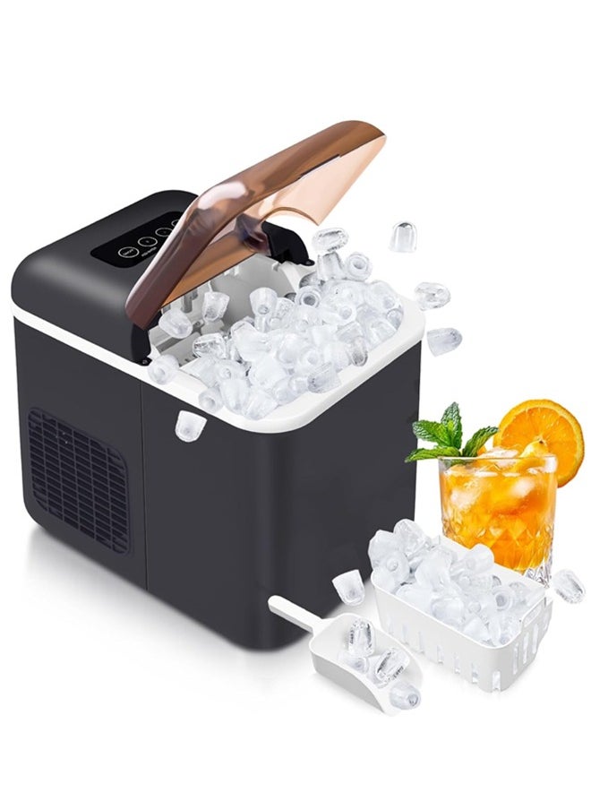DESINO Ice Maker Countertop  with Scoop, Basket and Handle, 9 Ice Cubes Machine Ready in 6 Mins, 26.5lbs in 24Hrs, 2 Sizes for Home Kitchen Office Bar Party  - Image 1